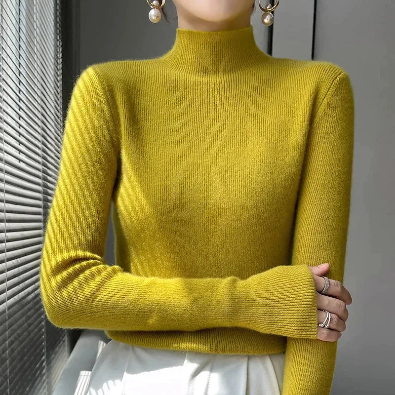 EB | Strickpullover mit Halbem Rollkragen und Langen Ärmeln