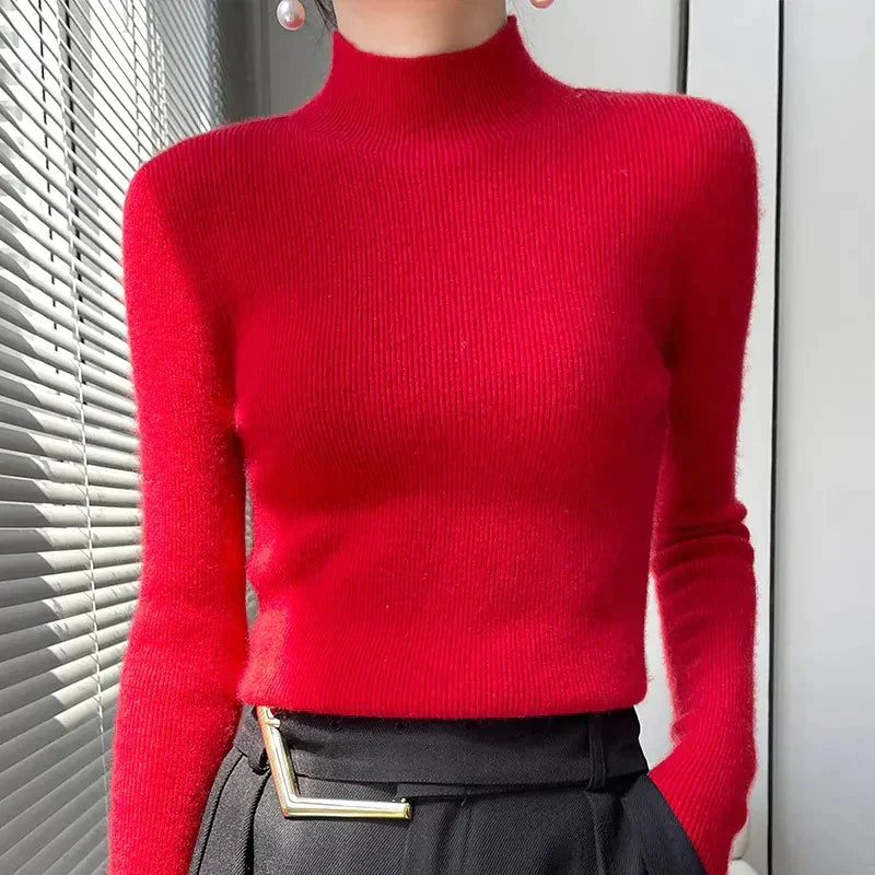 EB | Strickpullover mit Halbem Rollkragen und Langen Ärmeln