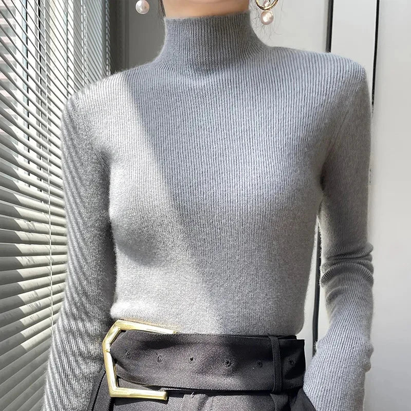 EB | Strickpullover mit Halbem Rollkragen und Langen Ärmeln