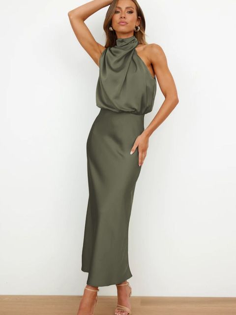 EB | Elegantes Satin-Halterhalskleid für Frauen