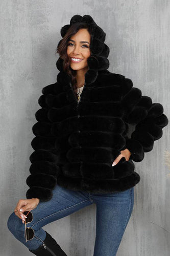 EB | Damen Taillierte Teddyjacke mit Kapuze