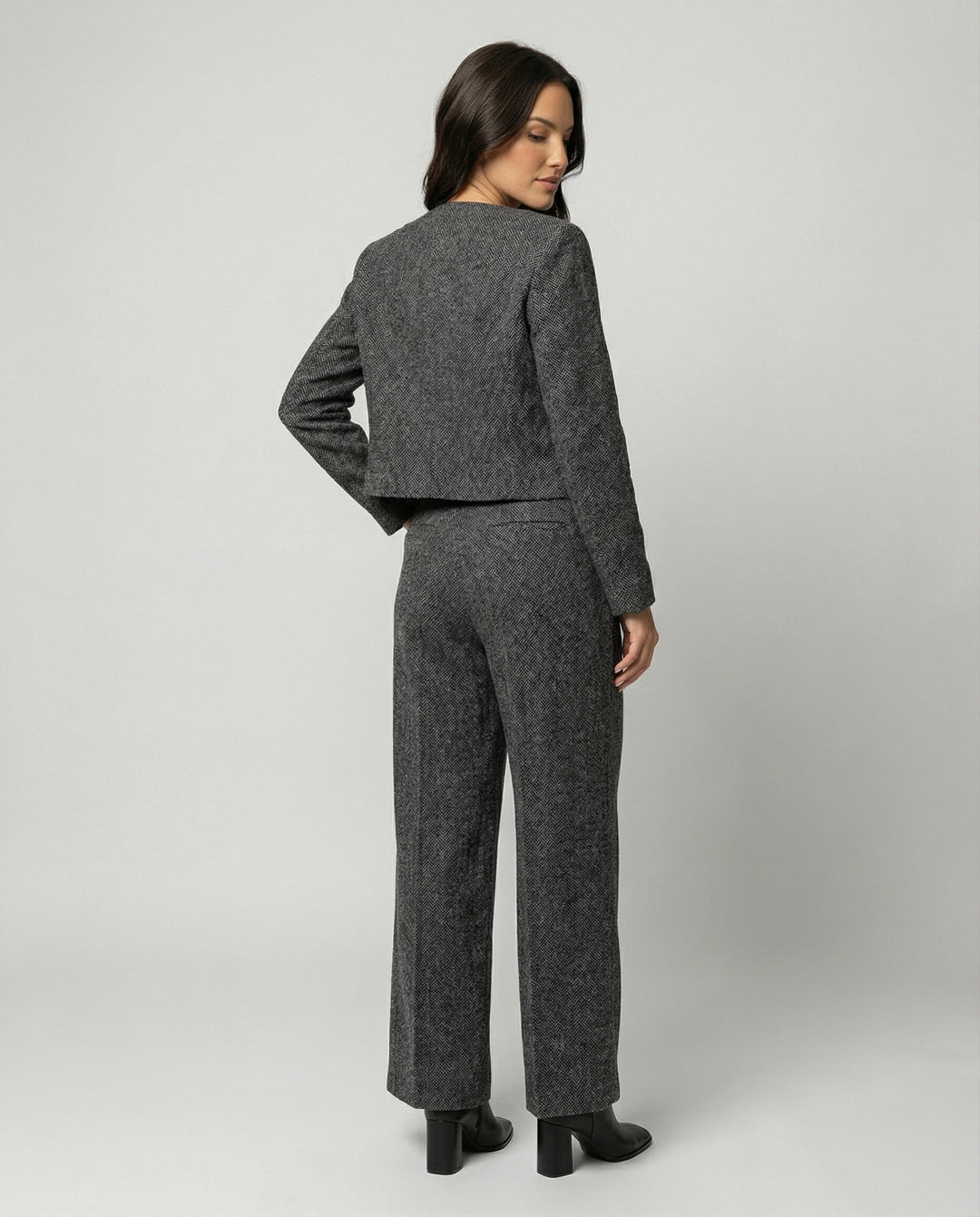 Zweiteiliges Damen Herbst-Set Casual Sportlicher Koreanischer Stil Grau Schwarz