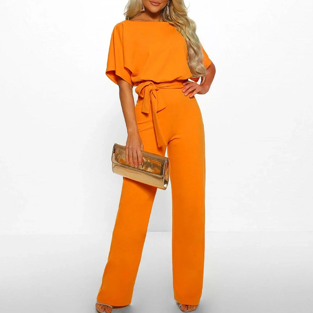 EB | Eleganter Beiger Jumpsuit mit Gürtel