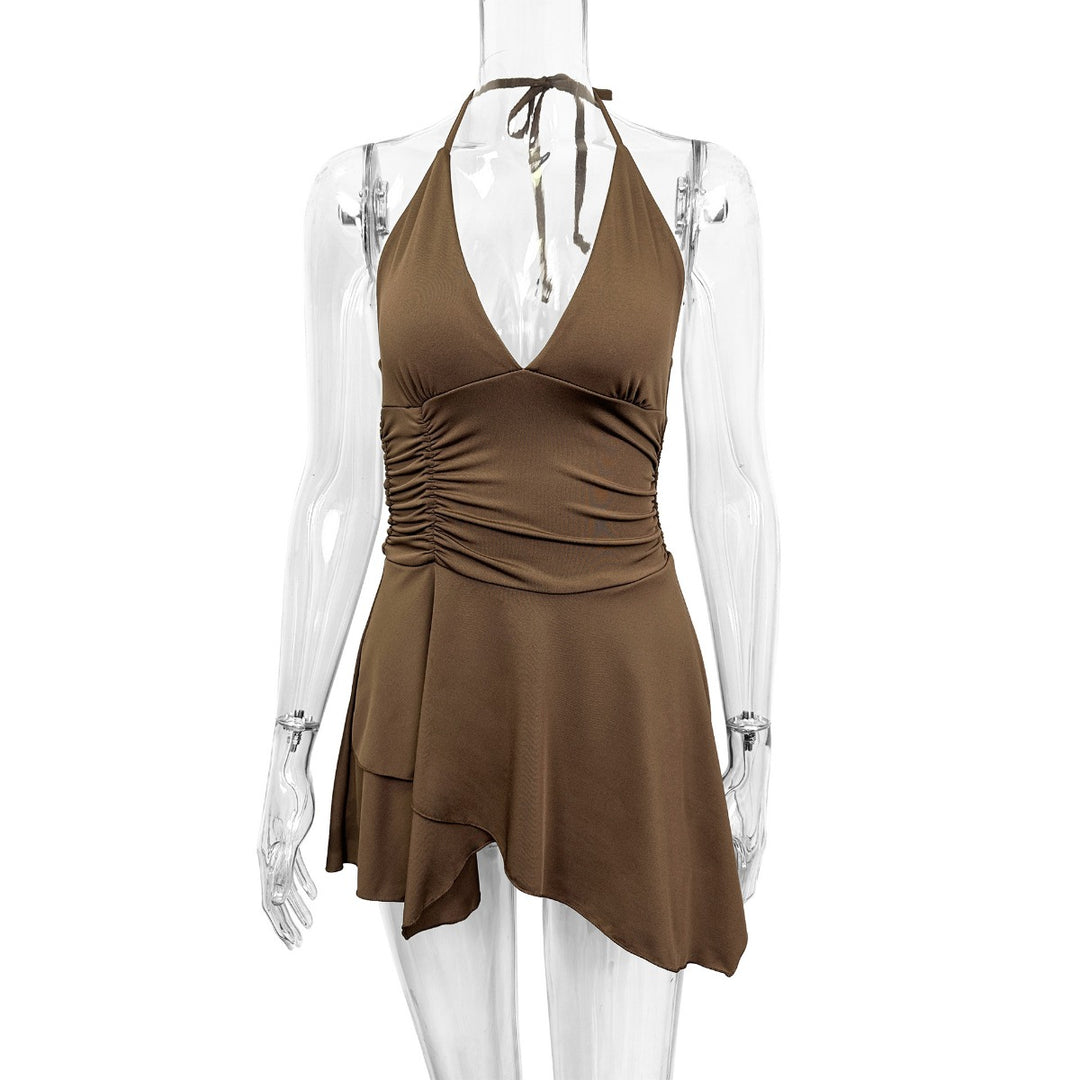 EB | Kleid mit tiefem V-Ausschnitt und Neckholder-Trägern