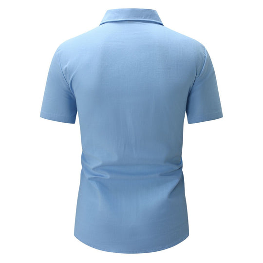 EB | Leinen Revers Tether V-Ausschnitt Kurzarm-Shirt