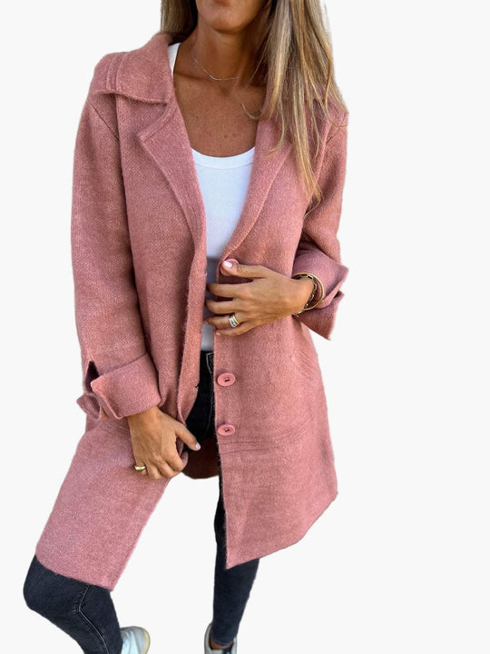 EB | Mantel mit Elegantem Revers - Langer Übergangsjacke für Alltag und Büro