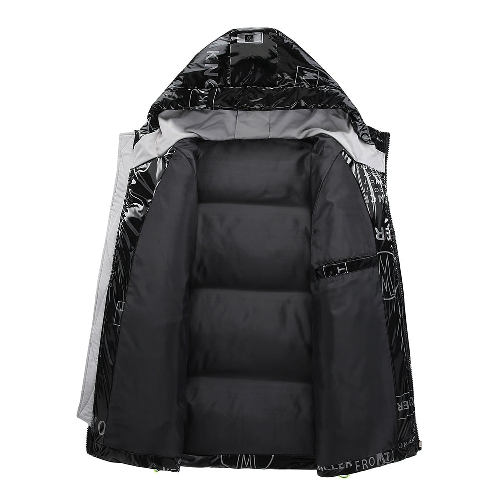 EB | Gesteppt Herrenjacke mit Kapuze und Vinyleffekt