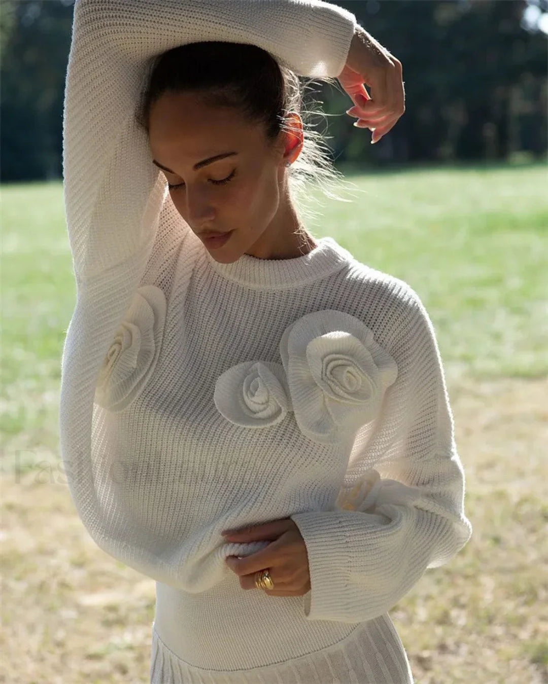 EB | Gemütlicher 3D Rosenstrickpullover mit Lässiger Passform