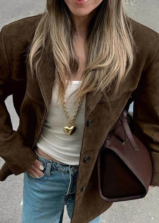 EB | Samt Wildlederjacke mit Retro-Revers