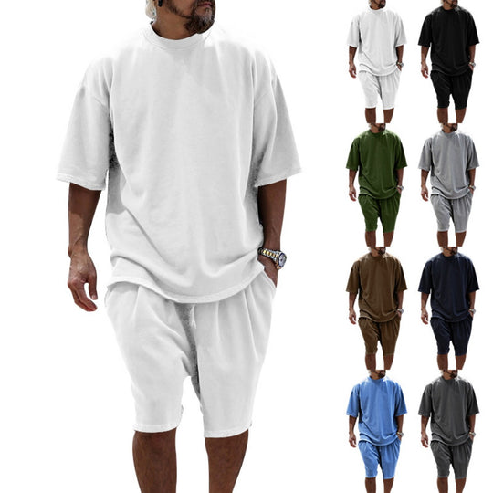 EB | Lockeres T-Shirt Shorts einfarbiges Set
