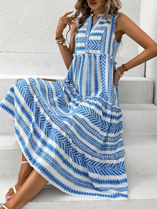 EB | Kleid mit ethnischem Print und V-Ausschnitt