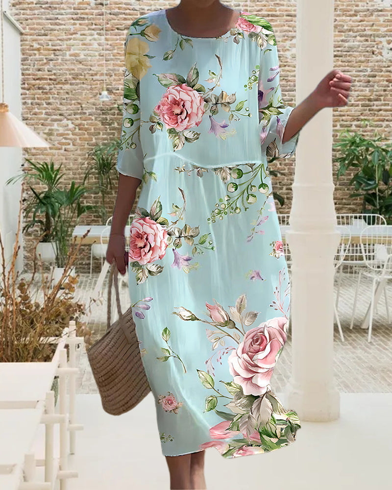 EB | Elegantes Floral Kleid, das den Bauch kaschiert