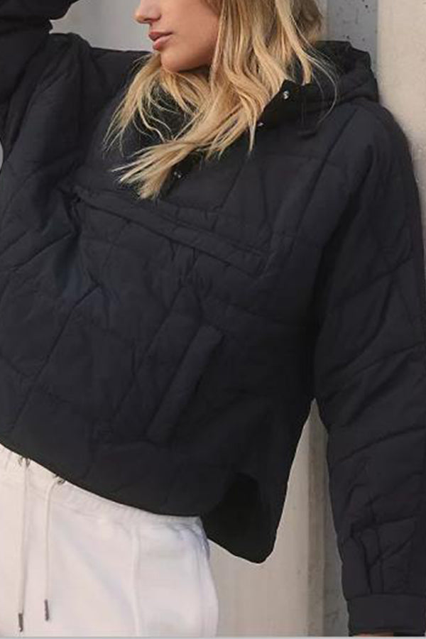 EB | Farbe Kapuzenjacke Gepolstert Faltbare Gepolsterte Pullover Tasche Langarmjacke