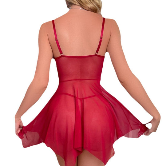 EB | Sexy Spitzen-Mesh-Nachthemd mit Strapsen