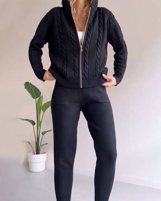 EB | Lässiges Jacquard-Cardigan-Set mit Twist-Design