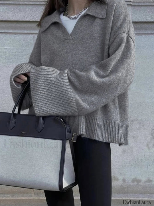 EB | Gemütlicher Minimalistischer Übergroßer Strickpullover