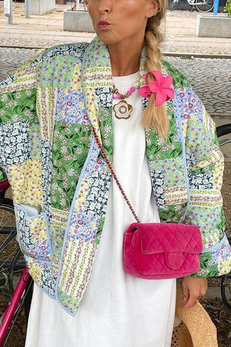 EB | Mehrfach-Patchwork-Druck mit Taschen Entspanntes Baumwolljacke