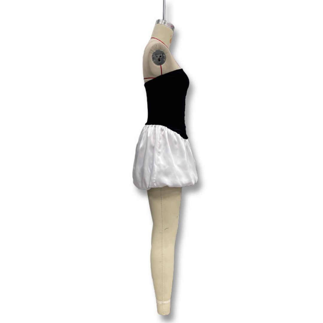 EB | Kontrastierende Farbe einreihig Tube Top Kleid Kleid