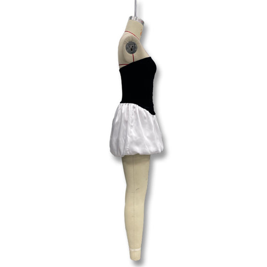 EB | Kontrastierende Farbe einreihig Tube Top Kleid Kleid