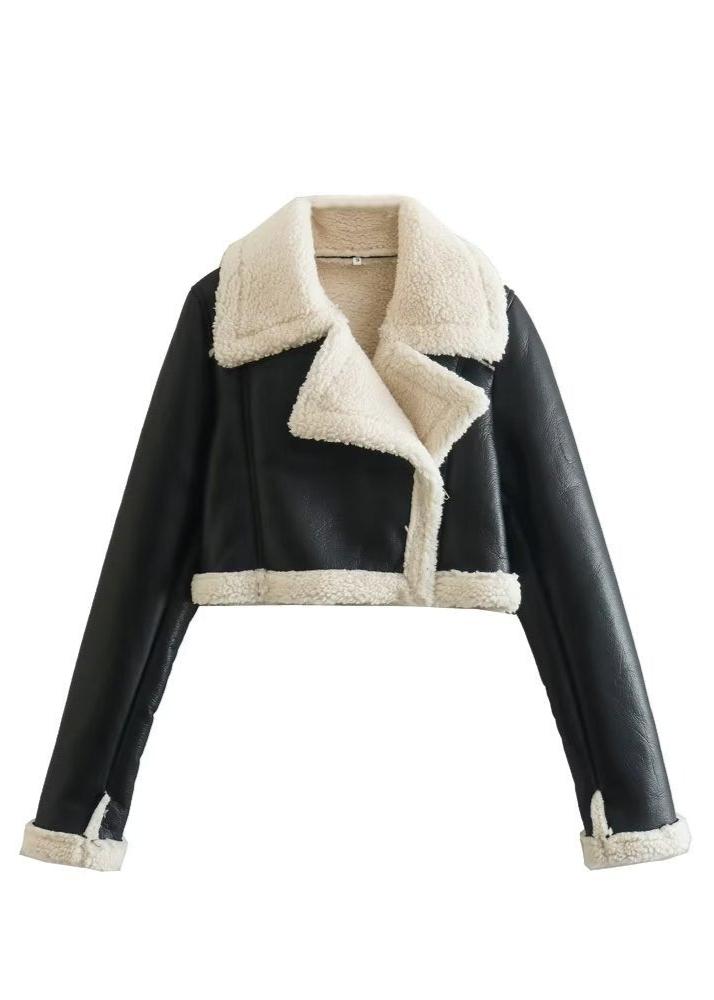 EB | Sherpa Trim Lederjacke - Kurzer Reißverschlussstil