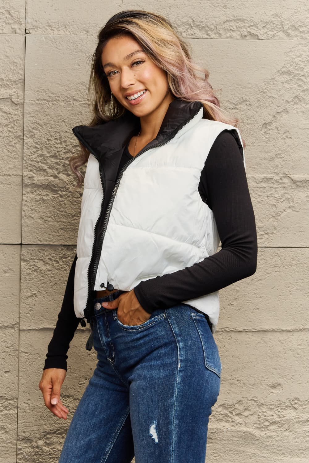 EB | Zip-Up Drawstring Puffer Weste