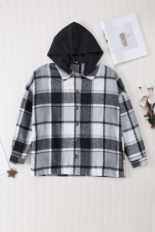 EB | Gitter Oversized Jacke mit Kapuze Lässiger Komfort Warm und Trendy