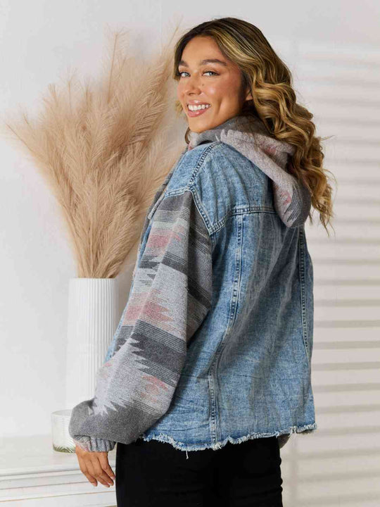 EB | Geometrische Rohsaum Denimjacke