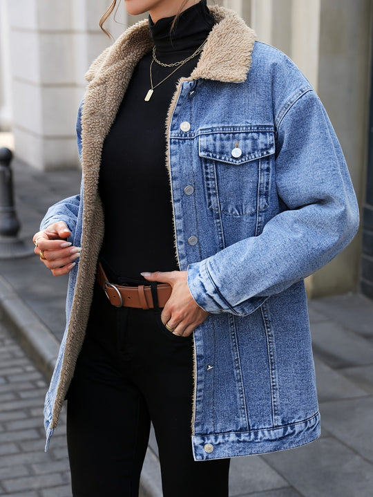 EB | Denimjacke mit Sherpa-fleecefutter Baumwolle/polyester Warm und Stilvoll