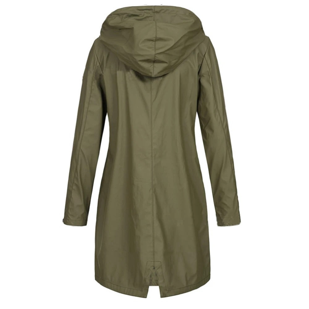 EB | Damen Langer Herbstmantel mit Hohem Kragen & Knopfleiste