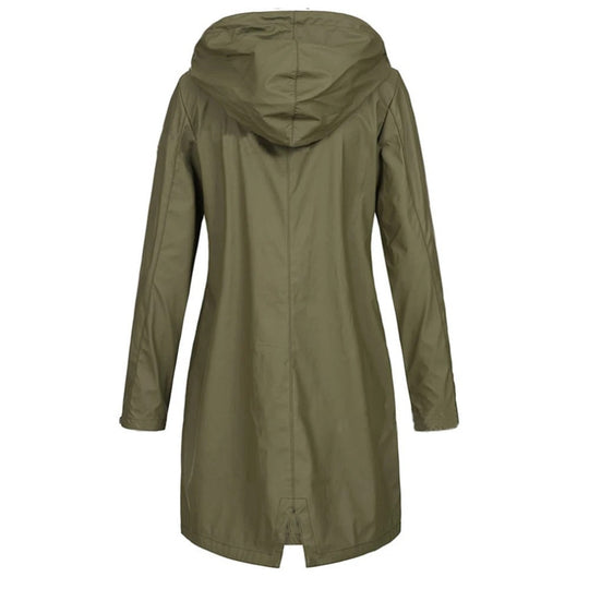 EB | Damen Langer Herbstmantel mit Hohem Kragen & Knopfleiste