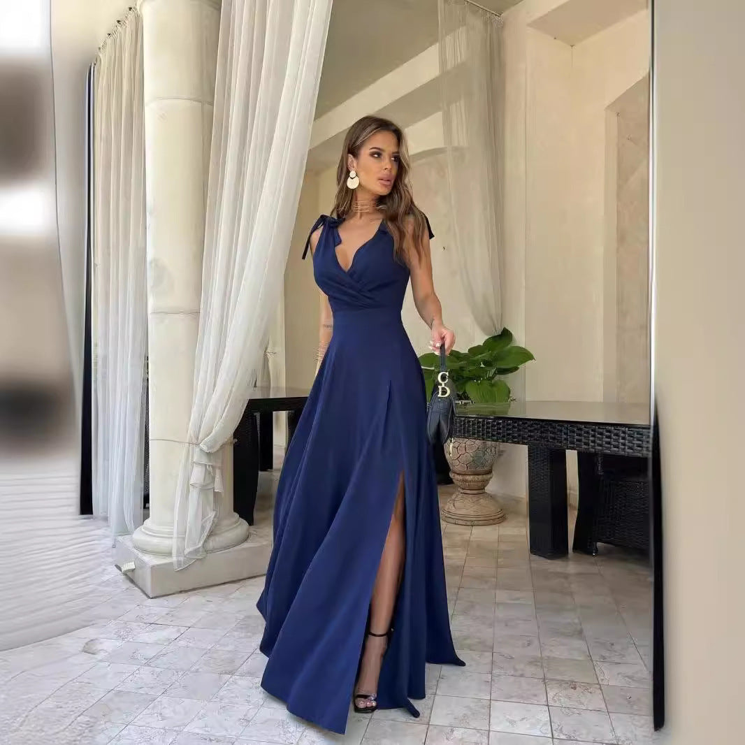 EB | Abendkleid Langer Plissierter Einfarbiger