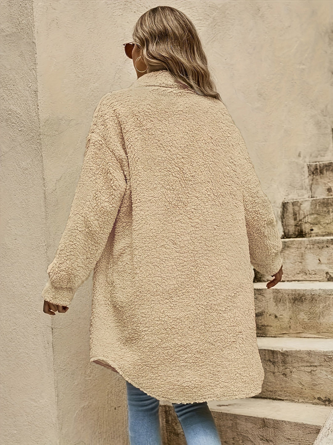 EB | Lange Jacke Im Sherpa-stil Polyester Warm und Stilvoll
