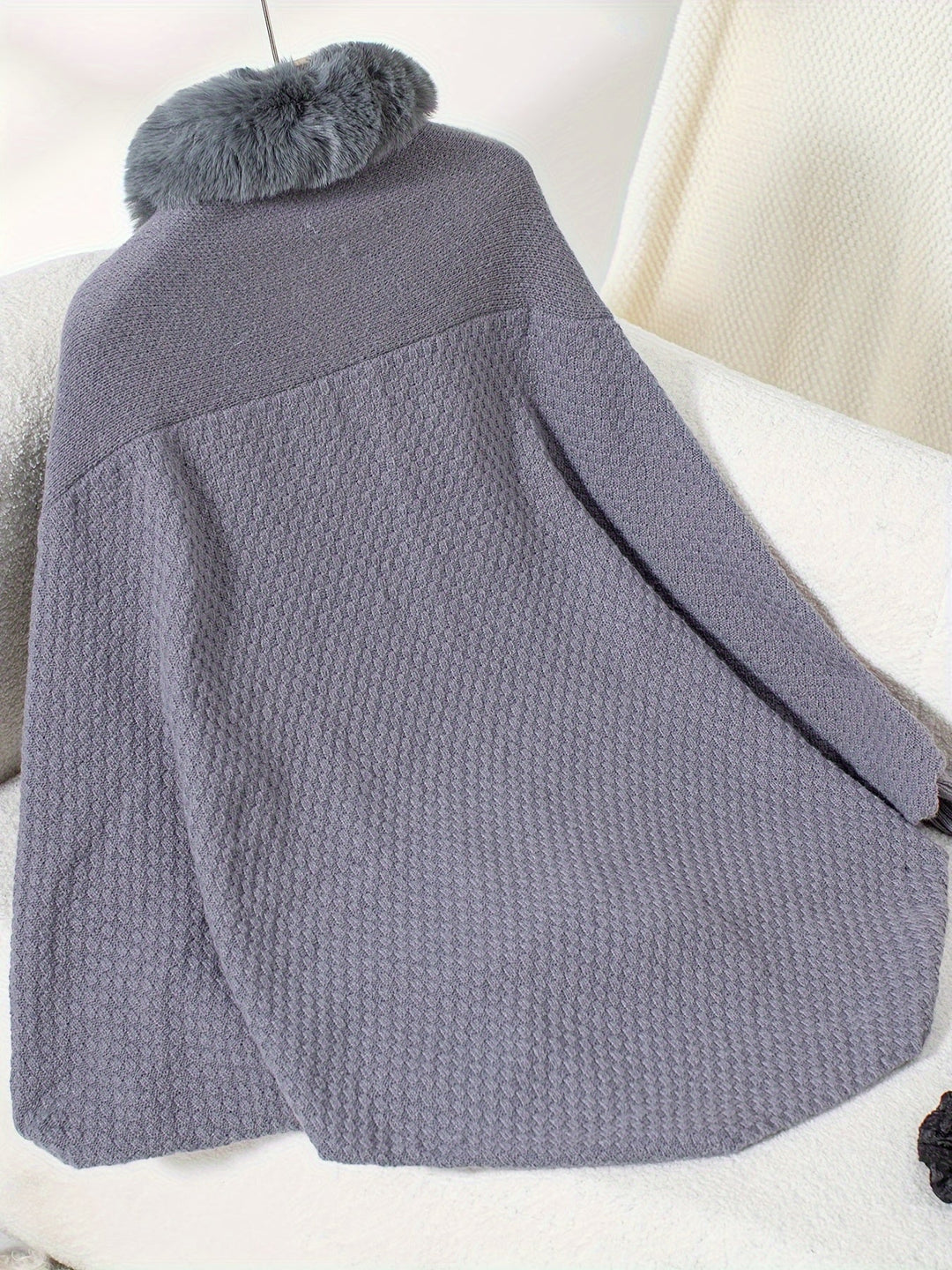 EB | Faux Fur Cardigan mit Schal Kragen Akryl Warm und Elegant