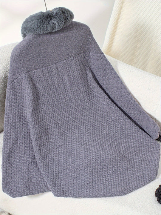 EB | Faux Fur Cardigan mit Schal Kragen Akryl Warm und Elegant