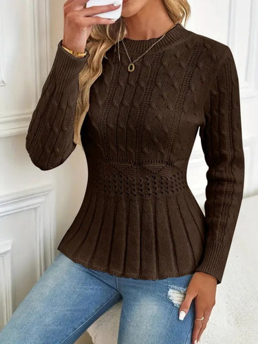 EB | Bequemer Schicker Grobstrickpullover mit Rundhalsausschnitt