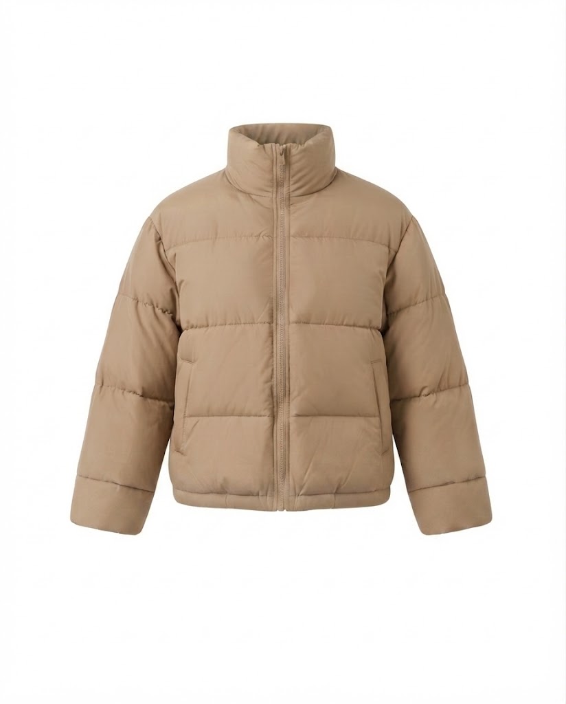Damen nan kurzes boxy Reisepufferjacke mit hochschließendem Kragen, verstärkter Thermofütterung und elastischen Bündchen EB