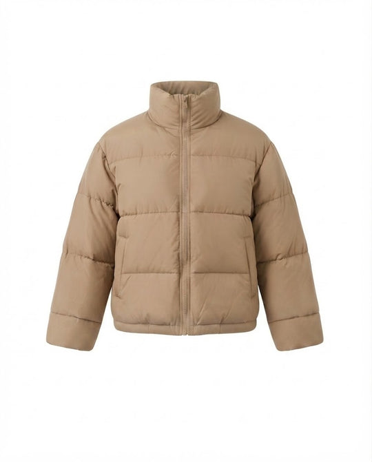 Damen nan kurzes boxy Reisepufferjacke mit hochschließendem Kragen, verstärkter Thermofütterung und elastischen Bündchen EB