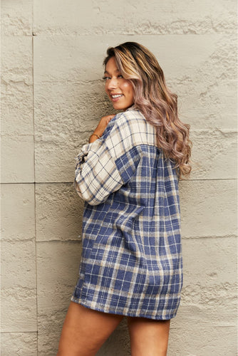 EB | Karo Gefallen Schulter Shirtjacke