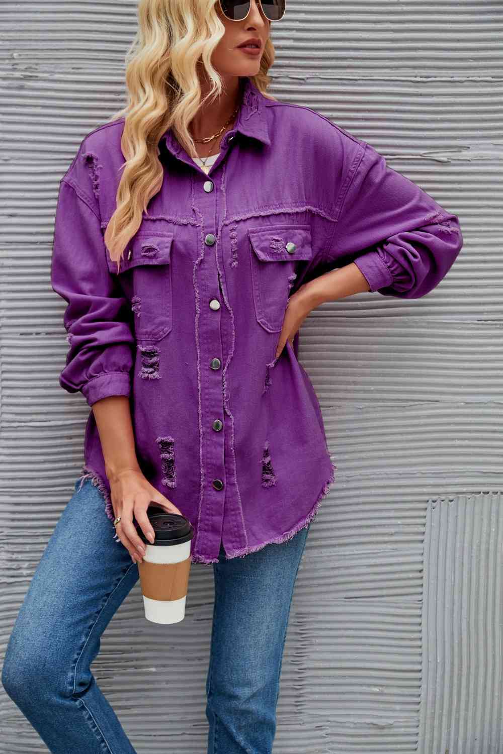 EB | Zerrissene Rohsaum-Denimjacke