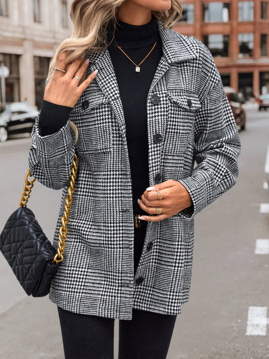 EB | Hahnentritt Drop Shoulder Kragenjacke
