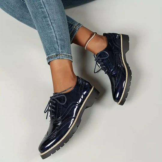 EB | Lackschuhe Im Oxford-Stil mit Klobiger Sohle für Damen