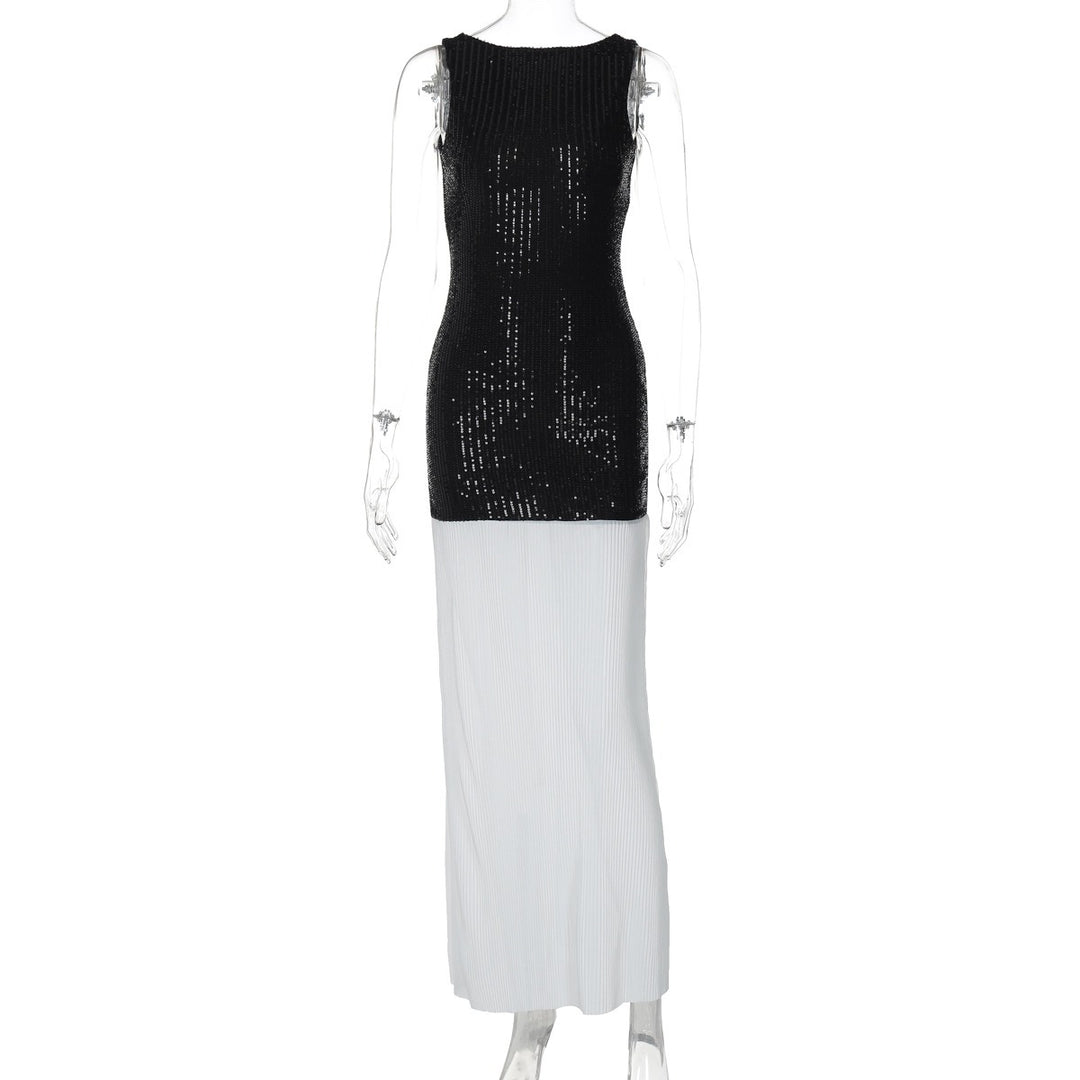 EB | Ärmelloses langes Kleid mit Pailletten und Neckholder