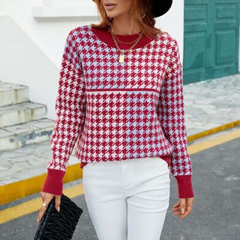 EB | Geometrischer Strickpullover Mit Trendigem Muster