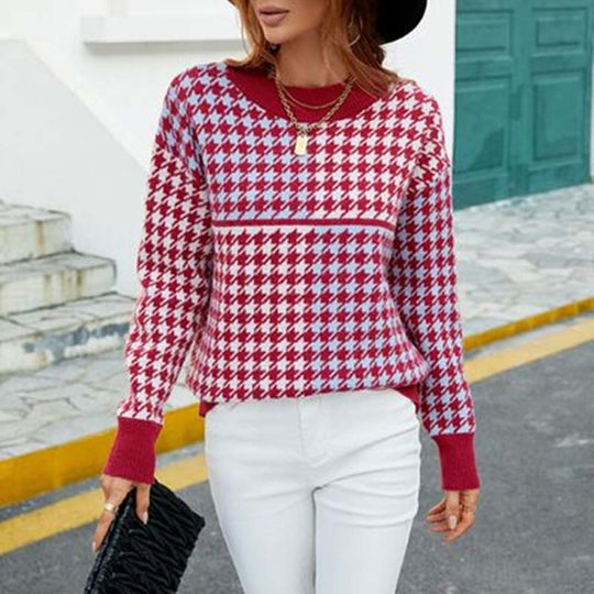 EB | Geometrischer Strickpullover Mit Trendigem Muster