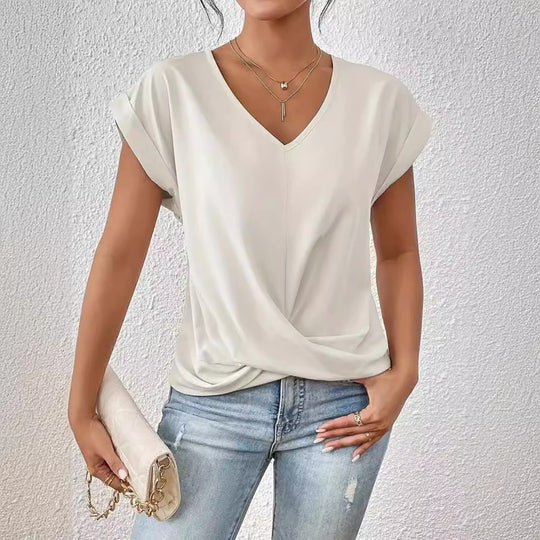 EB | Einfarbiges T-Shirt mit V-Ausschnitt
