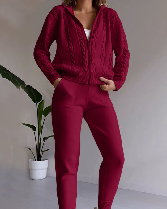 EB | Lässiges Jacquard-Cardigan-Set mit Twist-Design