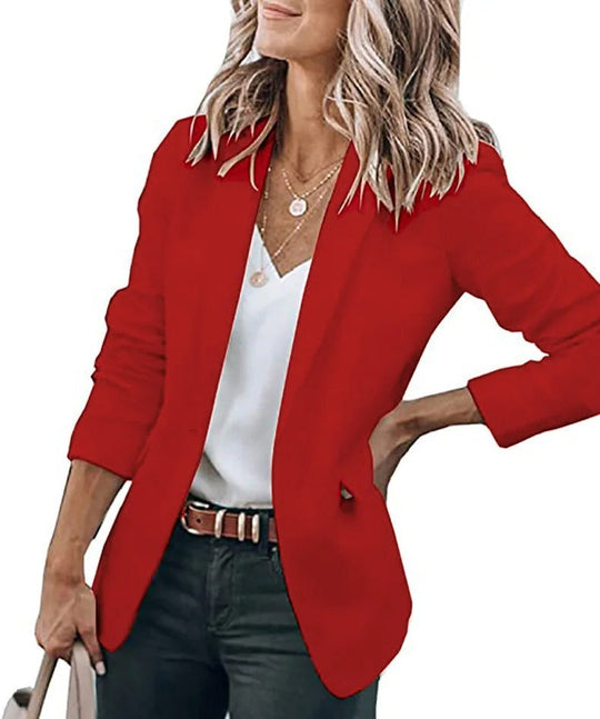 EB - Damen Blazer Einfarbig Jacke, Lange Ärmel