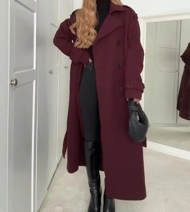 EB | trenchcoat - eleganter langer roter Damenmantel