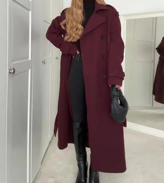 EB | trenchcoat - eleganter langer roter Damenmantel