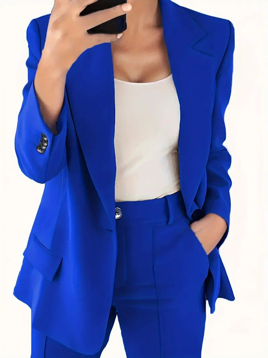 EB | Blazer mit Revers und Erweiterte Hosen Set mit Knopfverschluss